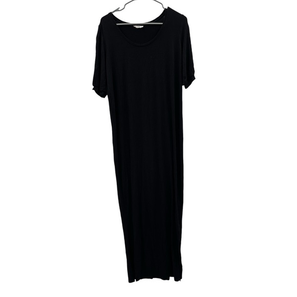 RTR Ingrid &‎ Isabel Black Short Sleeve Stretchy Jersey Knit Maxi Dress Sz XS - Picture 1 of 9